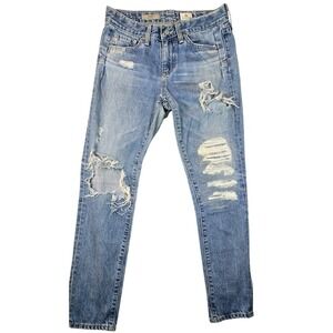 AG Adriano Goldschmied The Beau Slim Straight Distressed Jeans Size 24R
